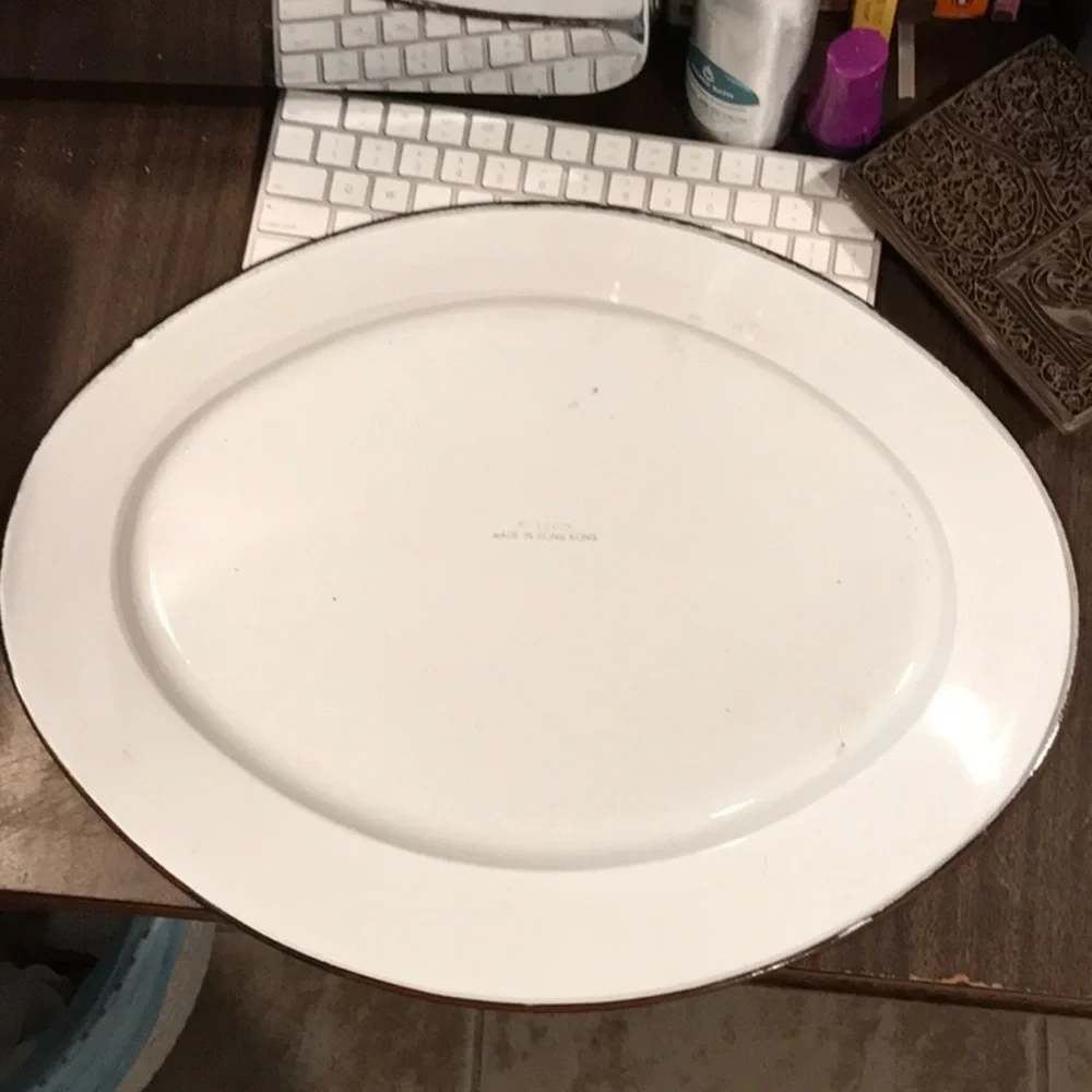 Turkey Enamelware Platter HUGE Oval Platter Bright Colors Texture HONG KONG